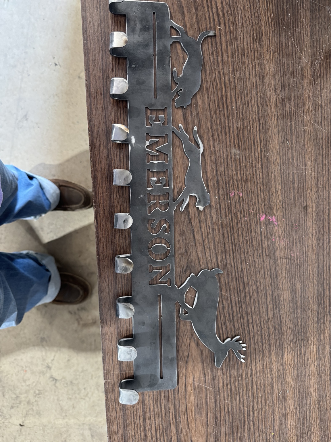 Custom metal hook rack